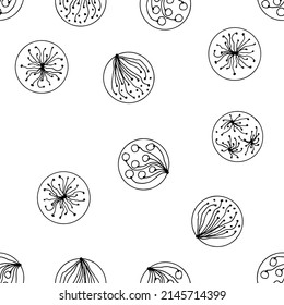 A set of abstract circles. Graphic elements. Drawn by hand. Seamless pattern. Vector on a white background.