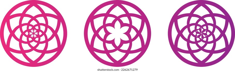 set of abstract circles, icons, mandala