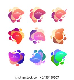 Set abstract circles of modern graphical elements. The shapes and lines are dynamically colored. Abstract gradient banner with bubble shape. Template for logo design, Flyer or presentation. 