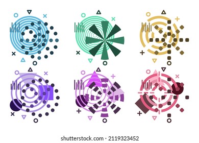 Abstrakte Kreise setzen Zeichen für kreatives Design einzeln auf weißem Hintergrund