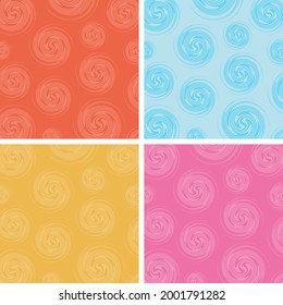 Set of abstract circles spin pattern multicolor background. Vector illustration