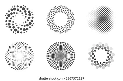 Set of abstract circles from swirling dots