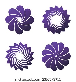Set of abstract circular floral and swirl icons