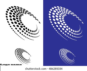 Set of Abstract circular halftone dots form. Logo design. Vector illustration background