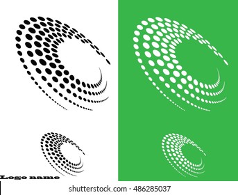 Set of Abstract circular halftone dots form. Logo design. Vector illustration background