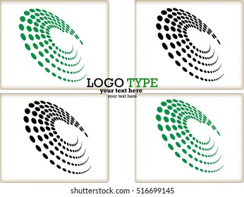 Set Of Abstract Circular Halftone Dots Form. Logo Design. Vector Illustration Background