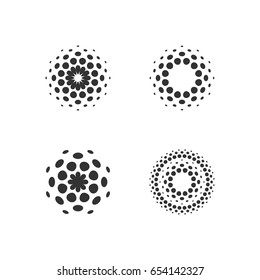 Set of abstract circular halftone dots forms. Vector illustration