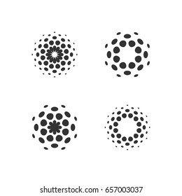 Set of abstract circular halftone dots forms. Vector illustration