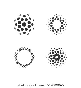 Set of abstract circular halftone dots forms. Vector illustration