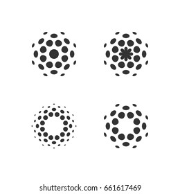 Set of abstract circular halftone dots forms. Vector illustration