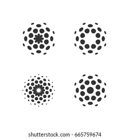 Set of abstract circular halftone dots forms. Vector illustration