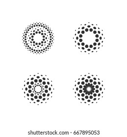Set of abstract circular halftone dots forms. Vector illustration