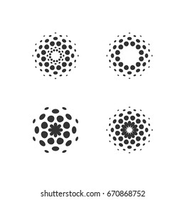 Set of abstract circular halftone dots forms. Vector illustration