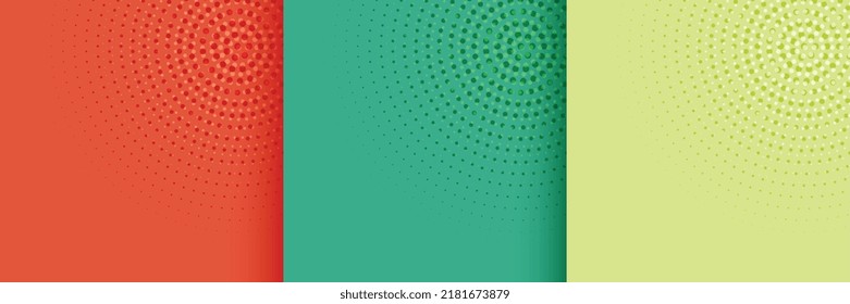 Set Of Abstract Circular Halftone Pattern Design Background