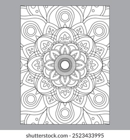 Set of abstract circular patterns in form of mandala coloring pages