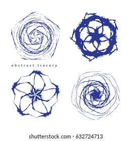  Set of abstract circular patterns. Modern design elements. Vector illustration