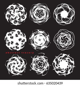 Set of abstract circular patterns. Modern design elements. Vector illustration