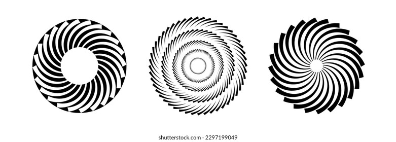 Set of Abstract Circular Rotation Design Elements. Vector Art.
