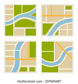 Set of Abstract City Map Illustration. Vector illustration