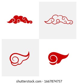 Set of Abstract Cloud logo design vector template, Chinese Cloud, Japan Cloud, Icon Symbol