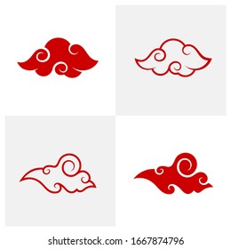 Set of Abstract Cloud logo design vector template, Chinese Cloud, Japan Cloud, Icon Symbol