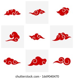 
Set of Abstract Cloud logo design vector template, Chinese Cloud, Japan Cloud, Icon symbol