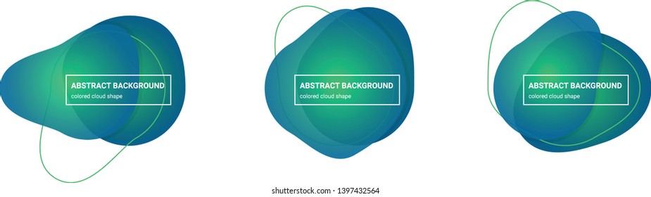 Set of abstract cloud shapes background teplates in Emerald, Bahama-Blue colors for banners, flyers, websites, brochures etc.