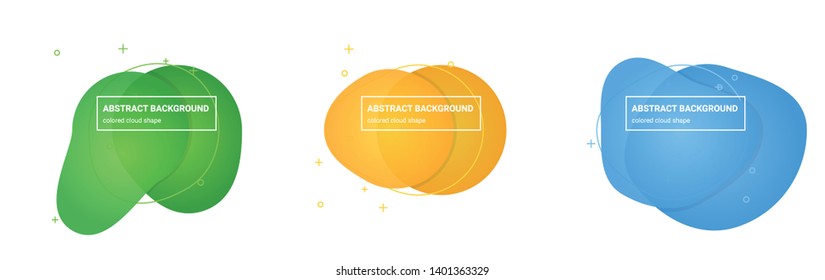 Set of abstract cloud shapes background templates in Light-Atlantis, Light-Apple, Light-My-Sin, Light-Sunglow, Light-Picton-Blue, Light-Jordy-Blue gradients colors for logo, flyer, website etc.