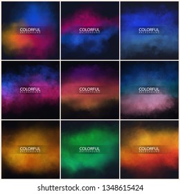 Set Abstract cloudy colorful backgrounds  Template banner  Vector Illustration