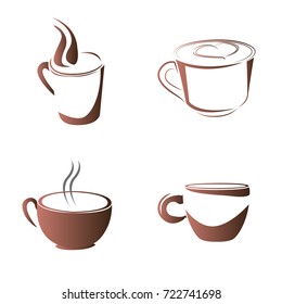 Set of abstract coffee mug logos, Vector illustration