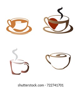 Set of abstract coffee mug logos, Vector illustration