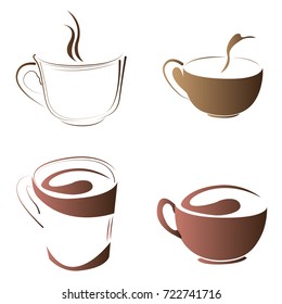 Set of abstract coffee mug logos, Vector illustration