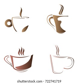 Set of abstract coffee mug logos, Vector illustration