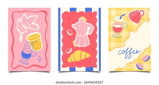set of abstract coffee posters, design templates