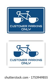 set of abstract coffee shop customer bicycle parking sign.