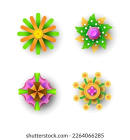 Colección abstracta Colores 3D Papel de flores Corte fondo Vector de diseño moderno Sombra