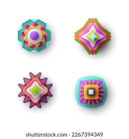 Colección abstracta Colores 3D Papel de flores Corte fondo Vector de diseño moderno Sombra