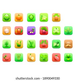 Set Abstract Collection Elements Food Vegetables Vector Design Style Background Illustration