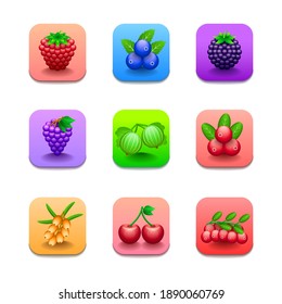 Set Abstract Collection Elements Food Berries Vector Design Style Background Illustration