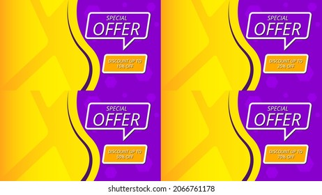 set Abstract Collection Flat Style Sale Banner Template. Special Offer Discount Vector.  Store Design Label Media Promotions
