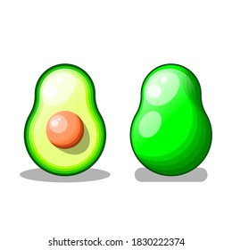 Set Abstract Collection Food Avocado Meal Background Vector Design Style Ripe Slice