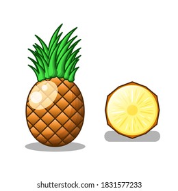 Set Abstract Collection Food Pineapple Meal Background Vector Design Style Ripe Slice
