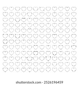 Set Abstract Collection Hand Drawn Frame Heart With Plants Doodle 14 February Holiday Concept Vector Design Outline Style On White Background Isolated Letter, Message, Mail, Cards, Posters