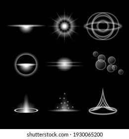 Establecer Colección Resumen El Luminoso Brillo De Brillo De Brillo Deslumbrante Refleja Un Estilo De Diseño De Vector De Fondo Oscuro
