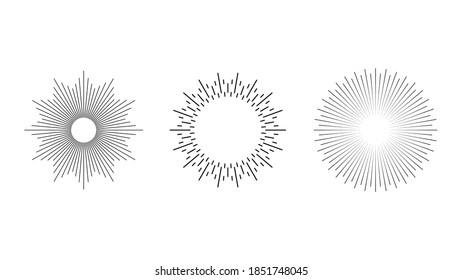 Set Abstract Collection Starburst Black Line Doodle Spark Design Elements Vector