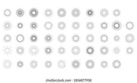 Set Abstract Collection Starburst Black Line Doodle Design Elements Vector