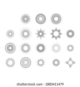 Set Abstract Collection Starburst Black Line Doodle Design Elements Vector