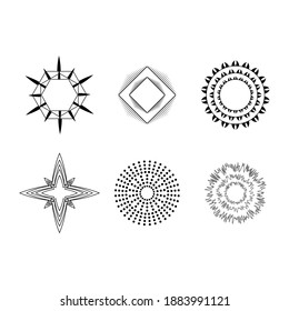 Set Abstract Collection Starburst Black Line Doodle Design Elements Vector