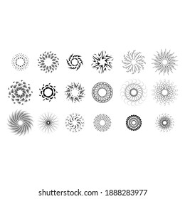 Set Abstract Collection Starburst Black Line Doodle Design Elements Vector