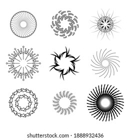Set Abstract Collection Starburst Black Line Doodle Design Elements Vector